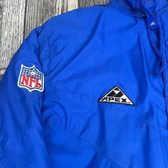 🔥🏈 Vintage NEW YORK GIANTS NFL Apex One Parka Puffer Jacket Blue/Red Sz M - GU